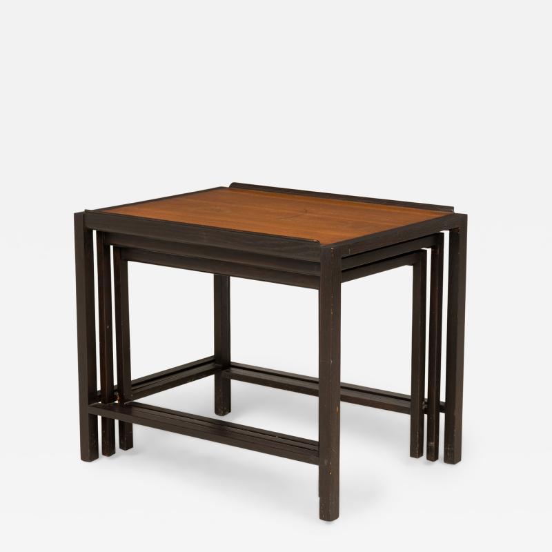 Edward Wormley American Ebonized Frame and Maple Top Nest of Tables