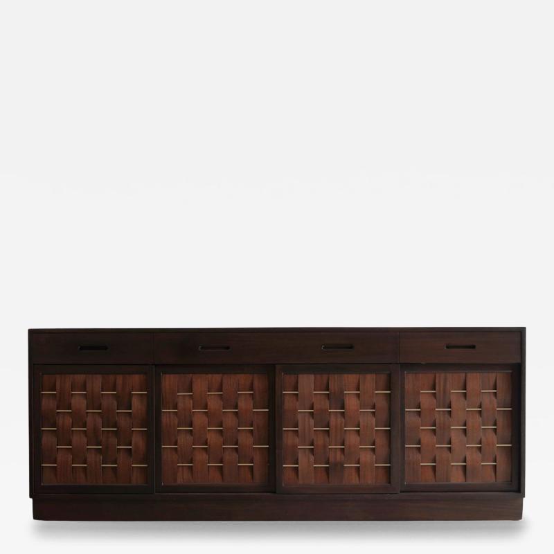 Edward Wormley Basket Weave Credenza by Edward Wormley in Mahogany C 1960s