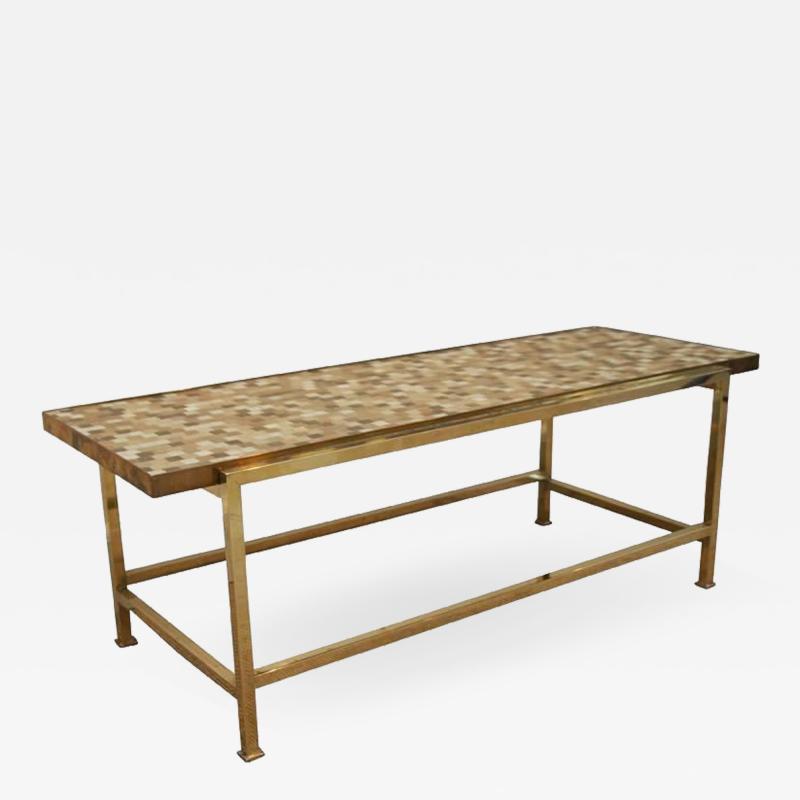 Edward Wormley Cream and Gold Tile Low Table