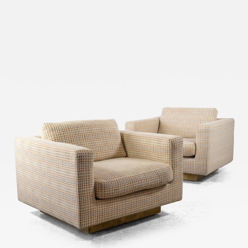 Edward Wormley Dunbar Club Chairs with Original Jack Lenor Larsen Upholstery