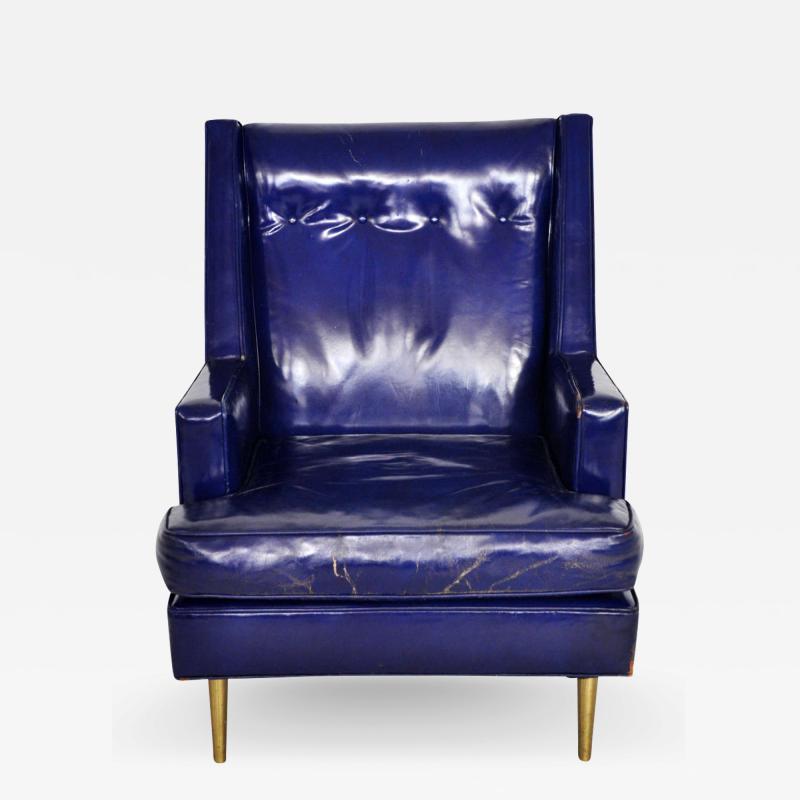 Edward Wormley Dunbar Leather Lounge Chair on Brass Legs by Edward Wormley