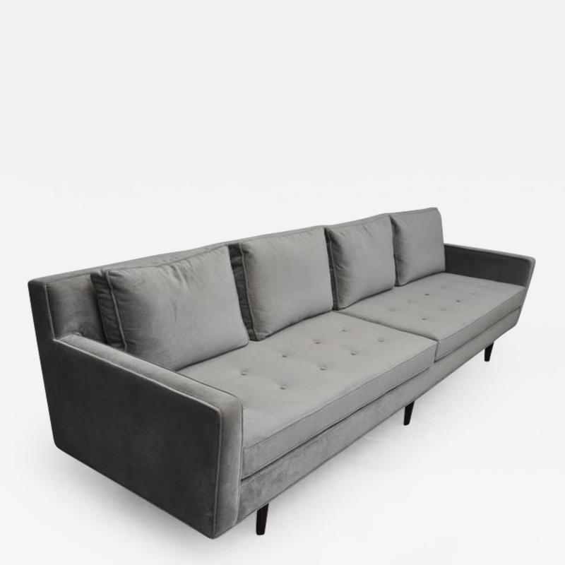 Edward Wormley Dunbar Sofa by Edward Wormley in Grey Velvet