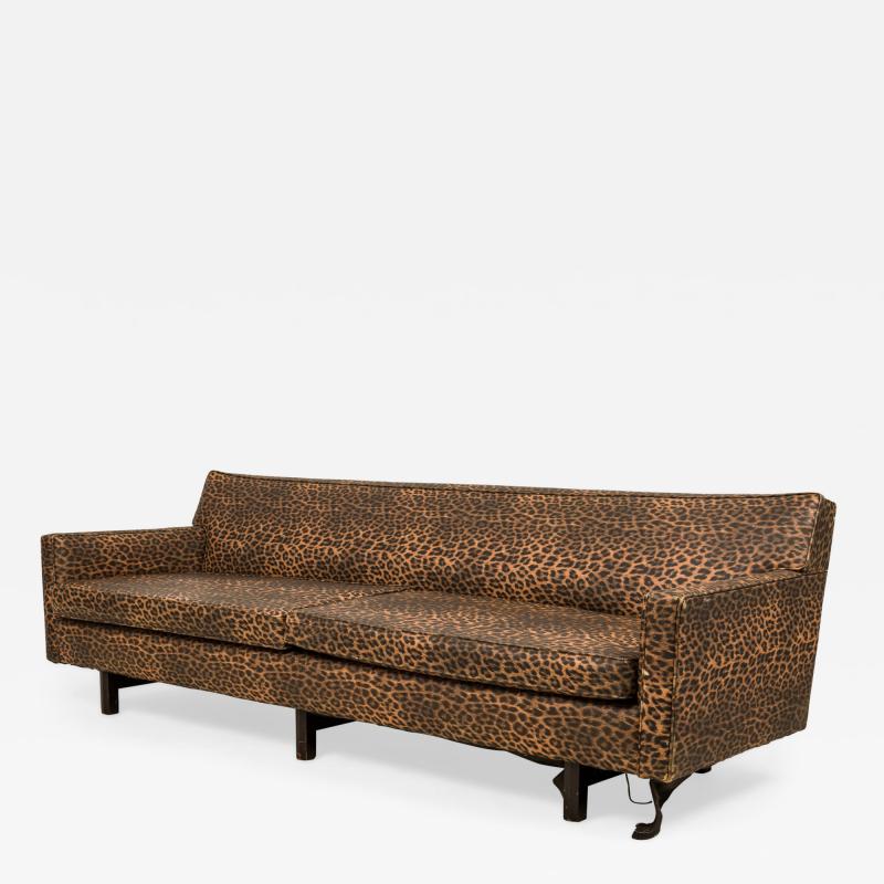 Edward Wormley Edward J Wormley for Dunbar American Mid Century Vinyl Leopard Print Upholstered