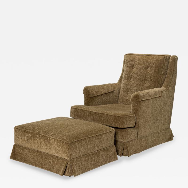 Edward Wormley Edward J Wormley for Dunbar AmericanHigh Back Taupe Lounge Armchair and Ottoman