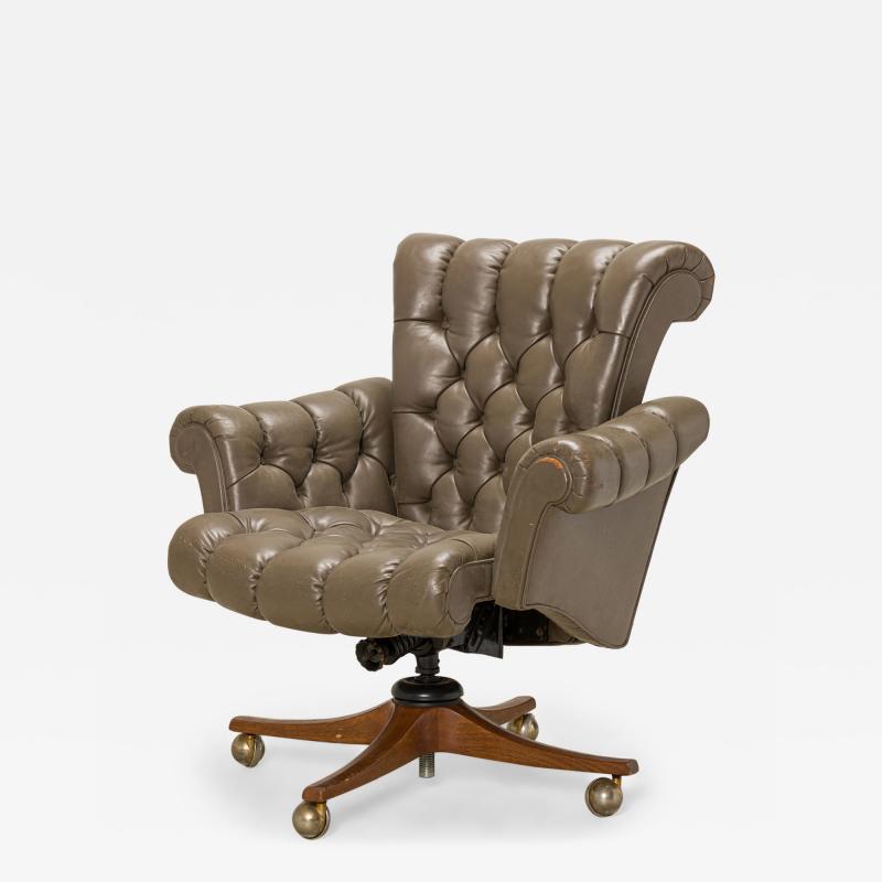 Edward Wormley Edward J Wormley for Dunbar AmericanIn Clover Tufted Leather Office Chair