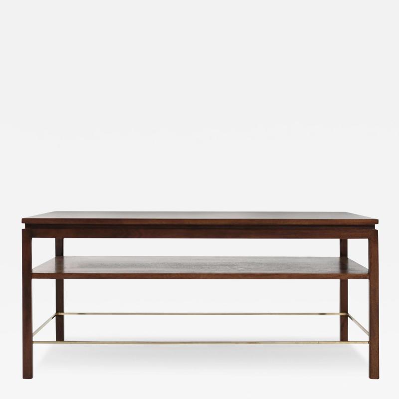 Edward Wormley Edward Wormley Brass Stretcher Walnut Coffee Table C 1950s