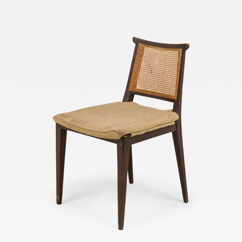Edward Wormley Edward Wormley For Dunbar Wooden Caned Back And Upholstered Seat Side Chair