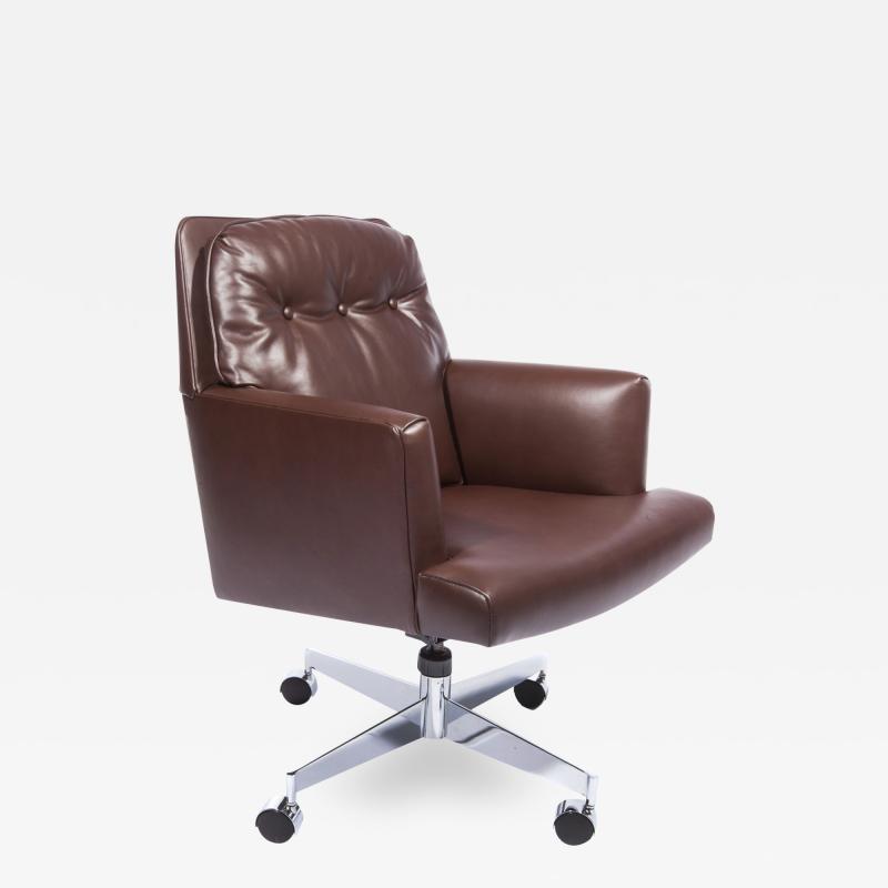 Edward Wormley Edward Wormley Office Chair in Leather with Chrome Base 1960s