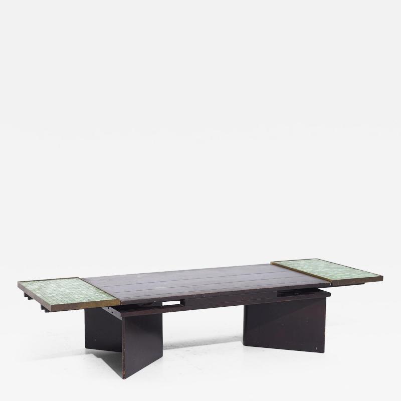 Edward Wormley Edward Wormley for Dunbar 5427 Mahogany Brass Murano Glass Tile Coffee Table