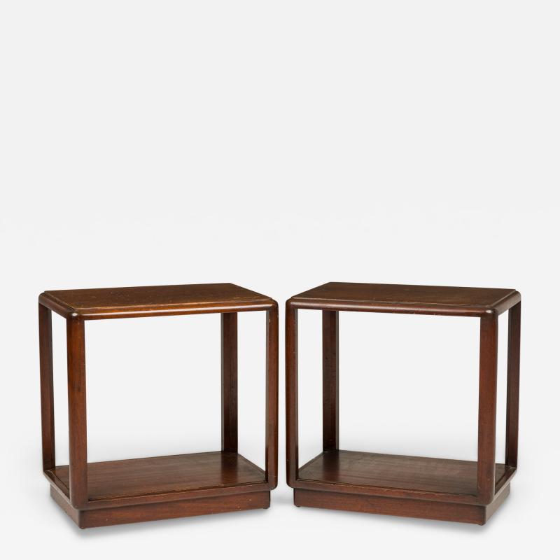 Edward Wormley Edward Wormley for Dunbar Dark Wooden Open Frame End Side Tables