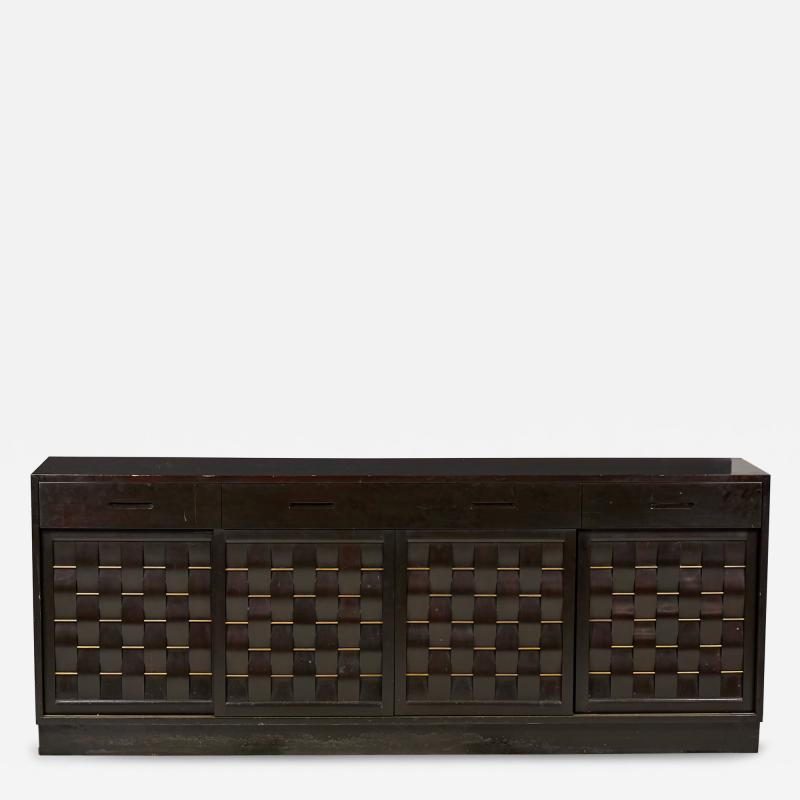 Edward Wormley Edward Wormley for Dunbar Furniture Woven Front Dark Brown Mahogany Credenza