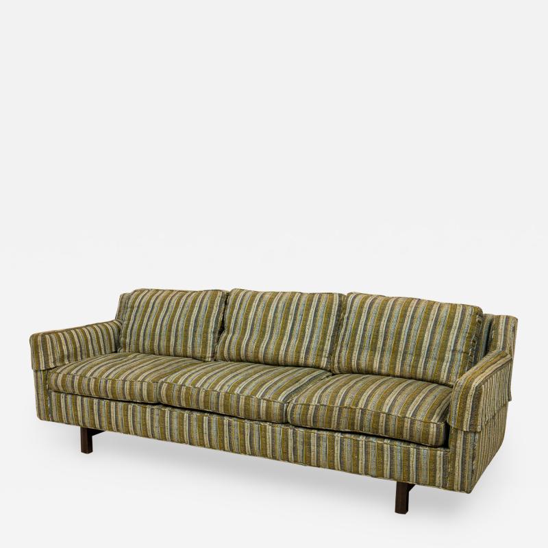 Edward Wormley Edward Wormley for Dunbar Green and Beige Striped Upholstered Three Seat Sofa