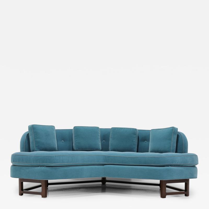 Edward Wormley Edward Wormley for Dunbar Janus Collection Angle Sofa in Blue Mohair