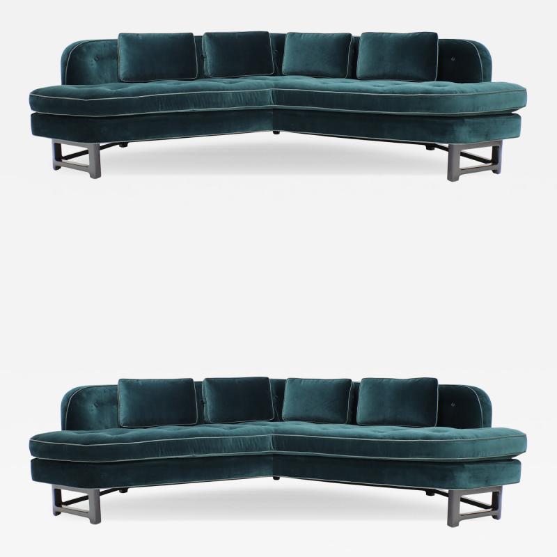 Edward Wormley Edward Wormley for Dunbar Janus Sofas in Raf Simons Velvet with Leather Trim