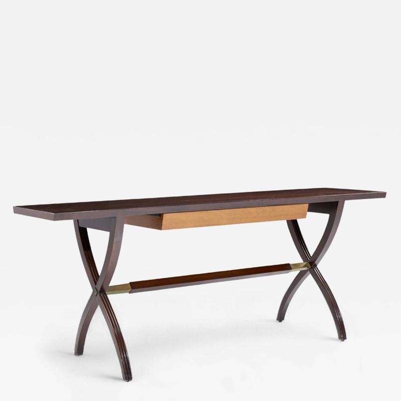 Edward Wormley Edward Wormley for Dunbar Mid Century Brass Walnut and Mahogany Console Table