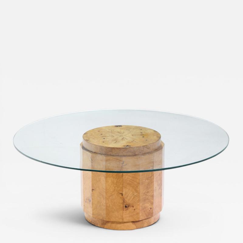 Edward Wormley Edward Wormley for Dunbar Mid Century Burlwood Pedestal Drum Coffee Table
