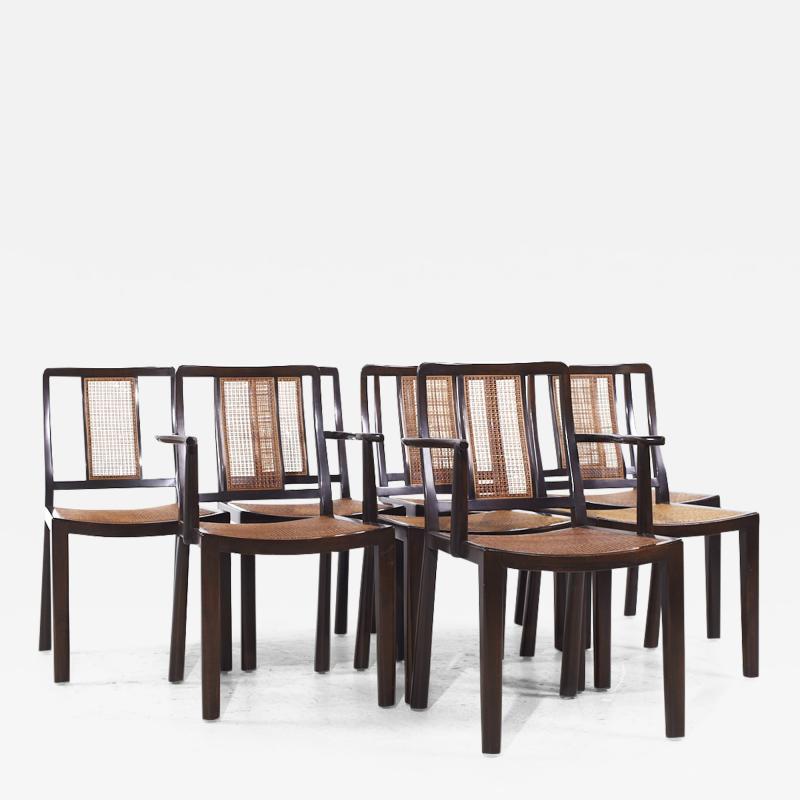 Edward Wormley Edward Wormley for Dunbar Mid Century Cane and Mahogany Dining Chairs Set of 8