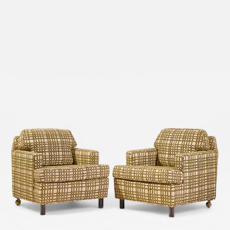 Edward Wormley Edward Wormley for Dunbar Mid Century Mahogany Lounge Chairs Pair