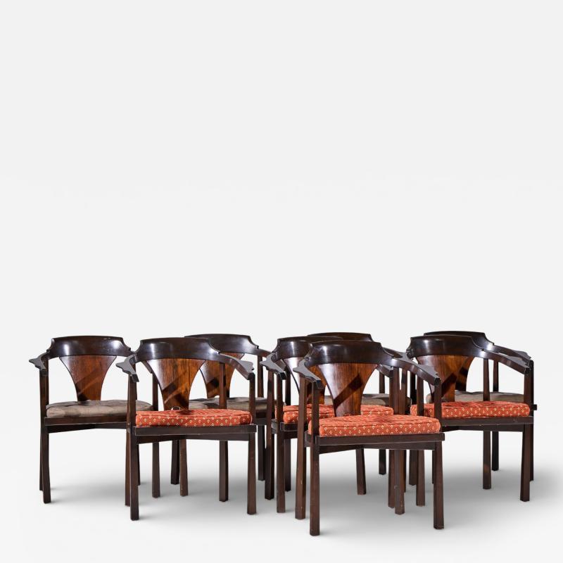Edward Wormley Edward Wormley for Dunbar Model 935 Walnut and Rosewood Chairs Set of 8