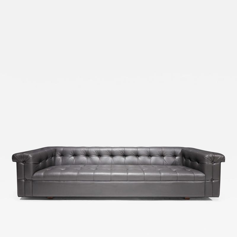 Edward Wormley Edward Wormley for Dunbar Party Sofa Model 5407 in Dark Gray Leather