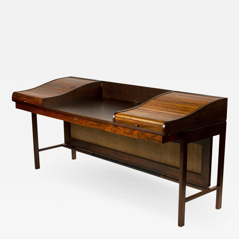 Edward Wormley Edward Wormley for Dunbar Solid Brazilian Rosewood Tambour Desk Model 912C