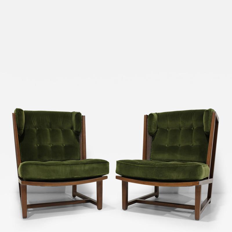 Edward Wormley Edward Wormley for Dunbar Wingback Model 6016 Chairs in Velvet