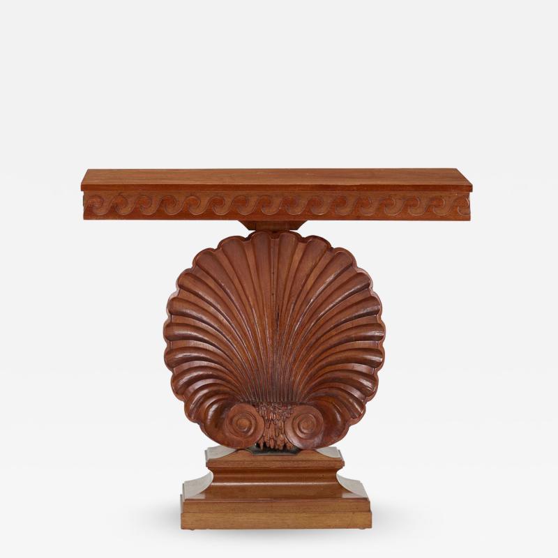 Edward Wormley Mahogany shell console table model 3050 by Edward Wormley for Dunbar