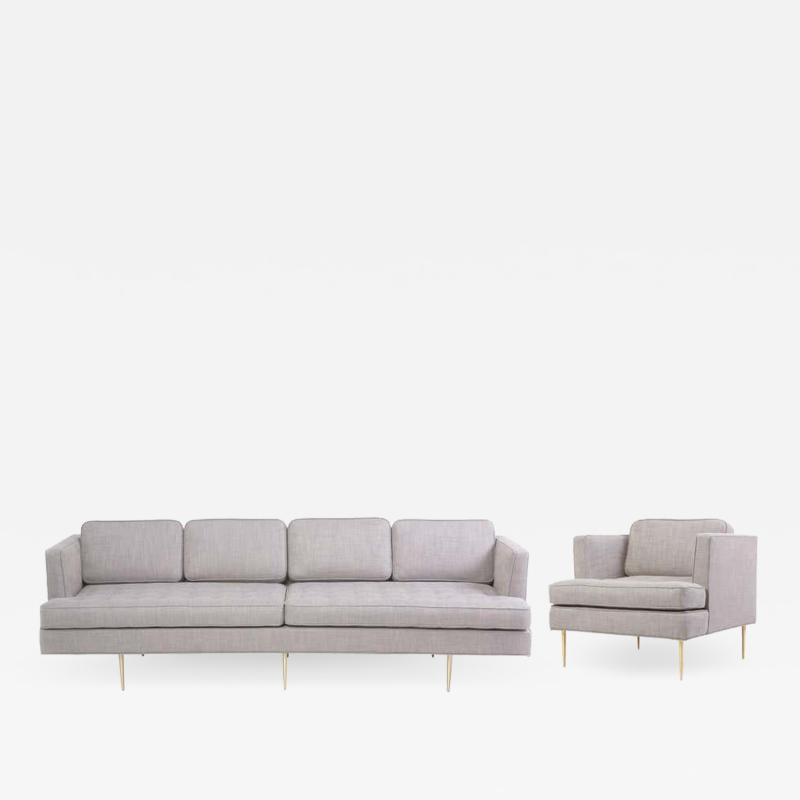 Edward Wormley Newly Upholstered Sofa 4906 with Lounge Chair by Edward Wormley for Dunbar