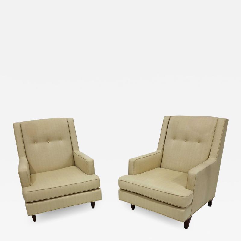 Edward Wormley Pair of Dunbar High Back Mr Lounge Chairs by Edward Wormley