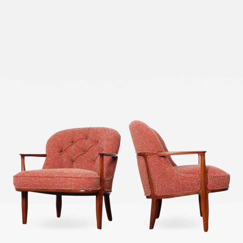 Edward Wormley Pair of Dunbar Janus Lounge Chairs