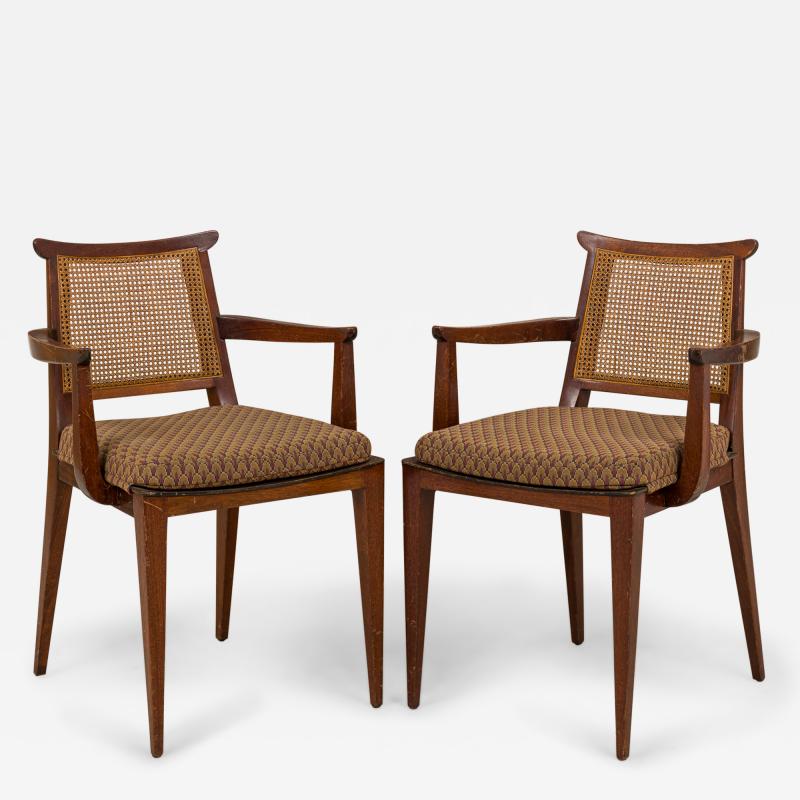 Edward Wormley Pair of Pulled Feather Patterned Upholstery Wooden Game Chairs