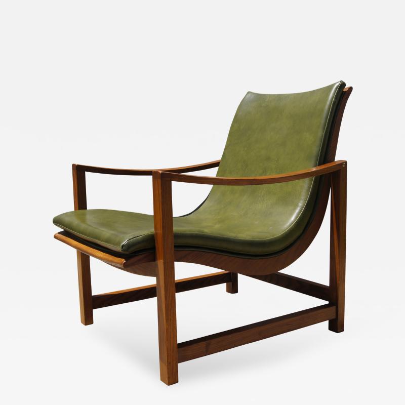 Edward Wormley Rare Leather Embossed Lounge Chair by Edward Wormley for Dunbar