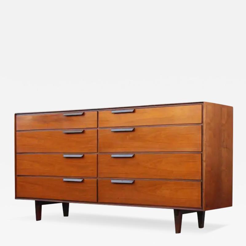 Edward Wormley Restored Edward Wormley Dunbar Walnut Leather 8 Drawer Dresser or Cabinet