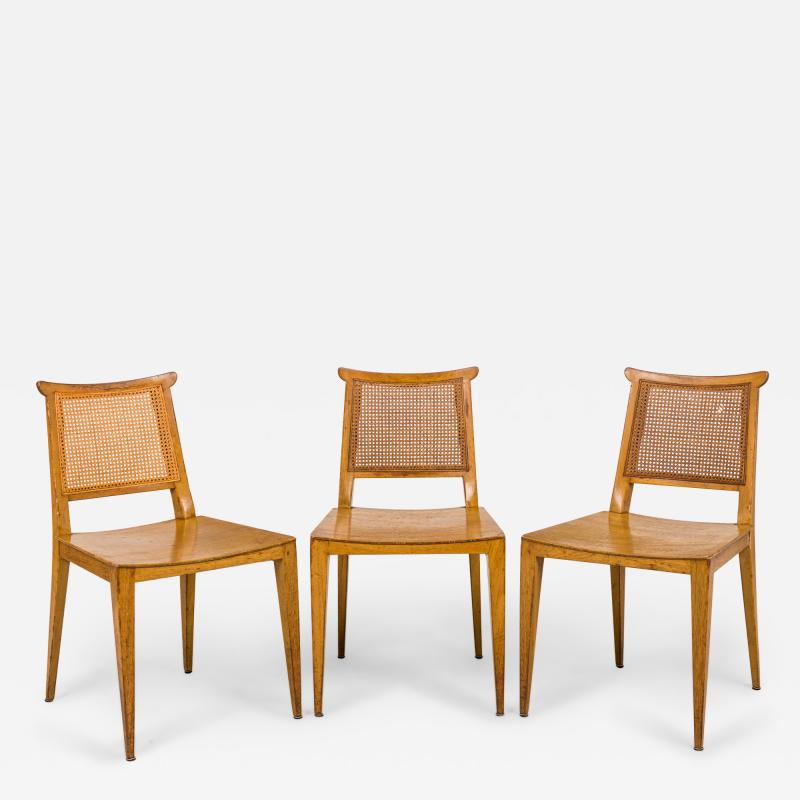 Edward Wormley Set of 4 Edward Wormley for Dunbar Caned Back Light Wooden Side Chairs