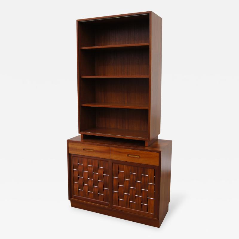 Edward Wormley Woven Front Two Piece Cabinet by Edward Wormley for Dunbar