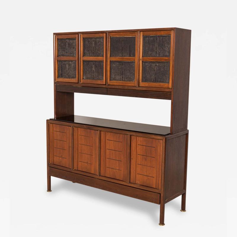 Edward Wormley anus Japanese Wood Block Walnut and Rosewood China Cabinet Hutch