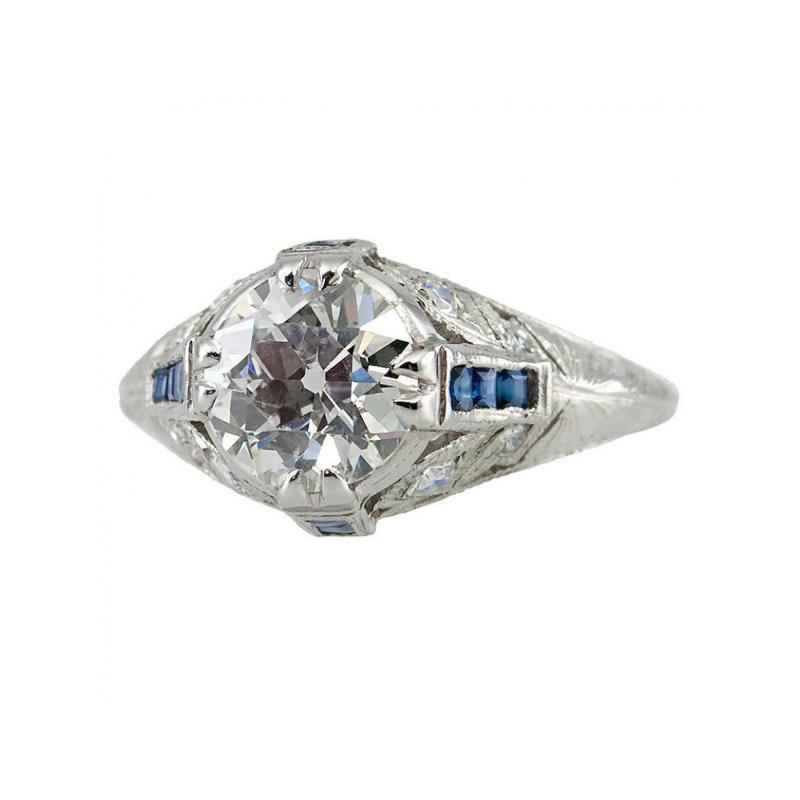 Edwardian 1 60 Ct Engagement Ring with Sapphire Accents