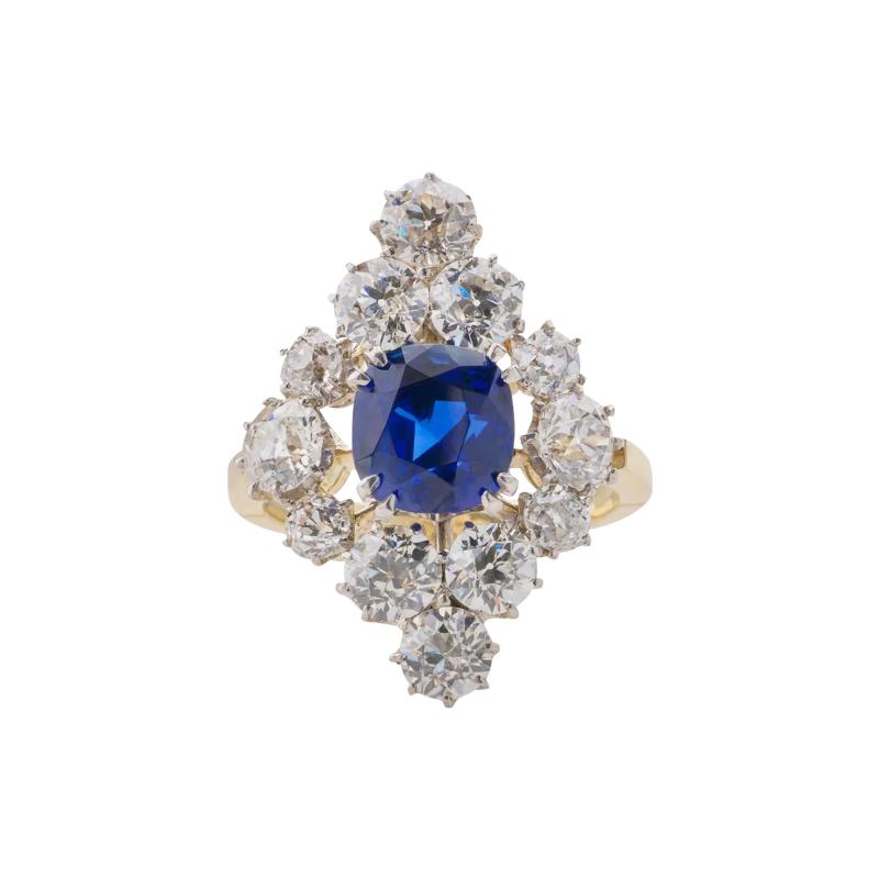 Edwardian AGL Classic Ceylon No Heat Sapphire and Diamond Ring