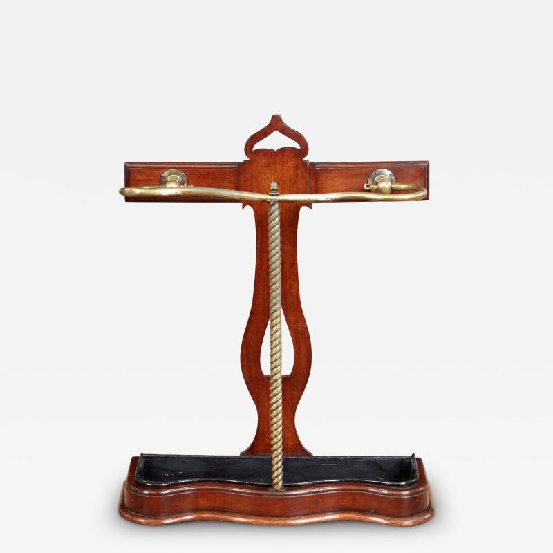 Edwardian Oak and Brass Umbrella Stand