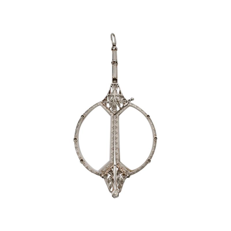 Edwardian Platinum and Diamond Lorgnette Pendant