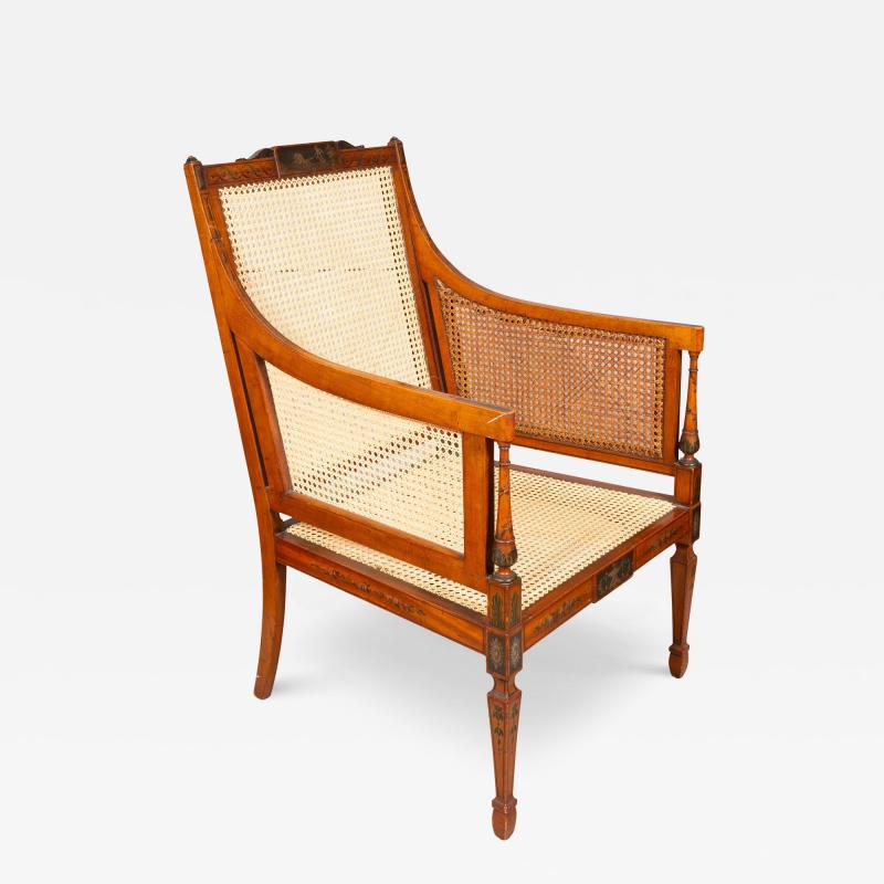 Edwardian Satinwood And Painted Armchair