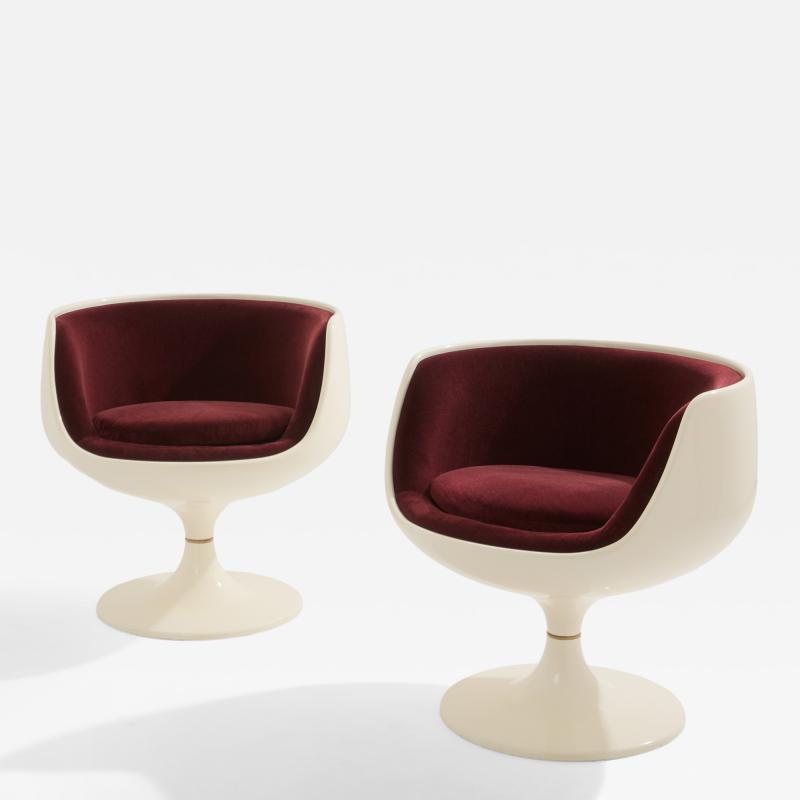 Eero Aarnio Eero Aarnio pair of Cognac chairs fiberglass alpaca velvet 1967