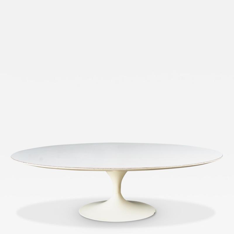 Eero Saarinen Early Eero Saarinen for Knoll Oval Pedestal Tulip Coffee Table in White Laminate