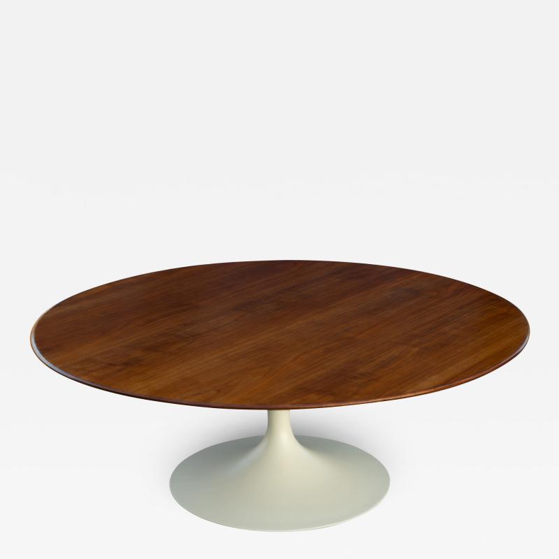 Eero Saarinen Early Restored Saarinen Knoll 42 Round Tulip Coffee Table Walnut Iron Base