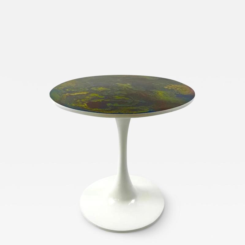 Eero Saarinen Eero Saarinen MCM Style Tulip Dining or Center Table with Epoxy Resin Design Top