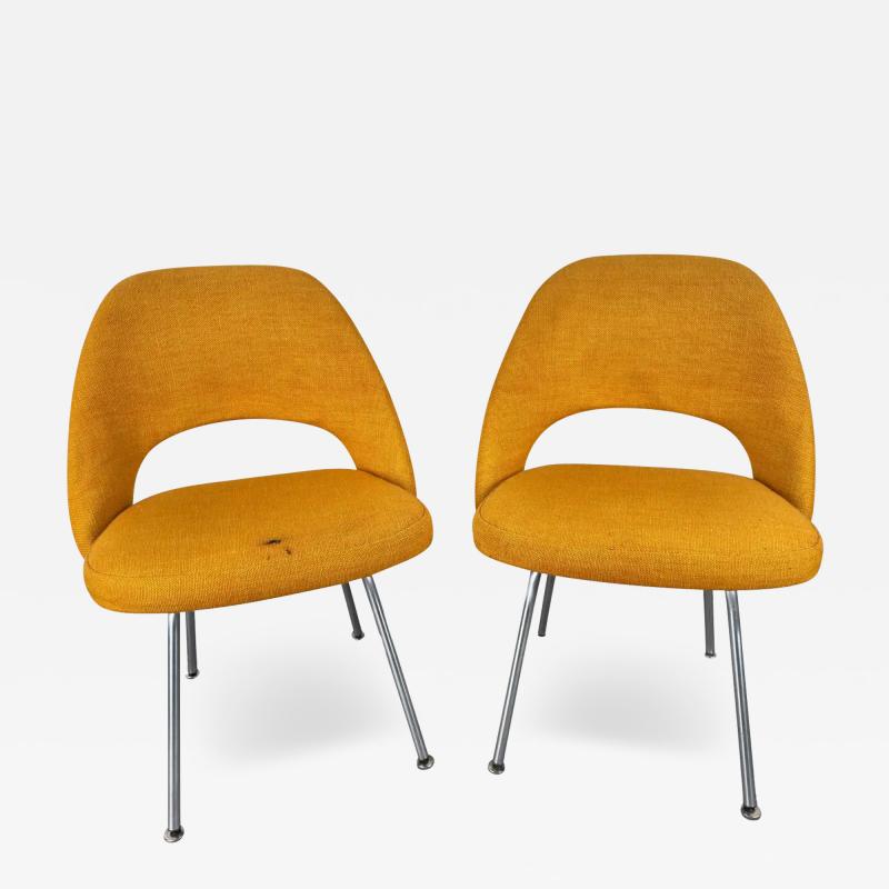 Eero Saarinen Eero Saarinen for Knoll MCM Tumeric Orange Uphostery Side Chair a Pair