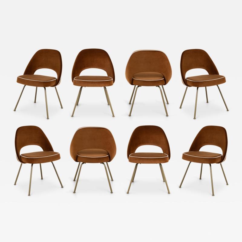 Eero Saarinen Knoll Saarinen Executive Armless Chairs in Cognac Cr me Gold Legs Set of 8