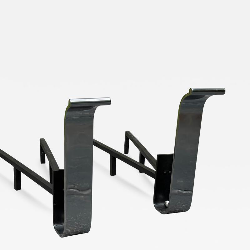 Eero Saarinen MODERNIST POLISHED STEEL ART DECO ANDIRONS
