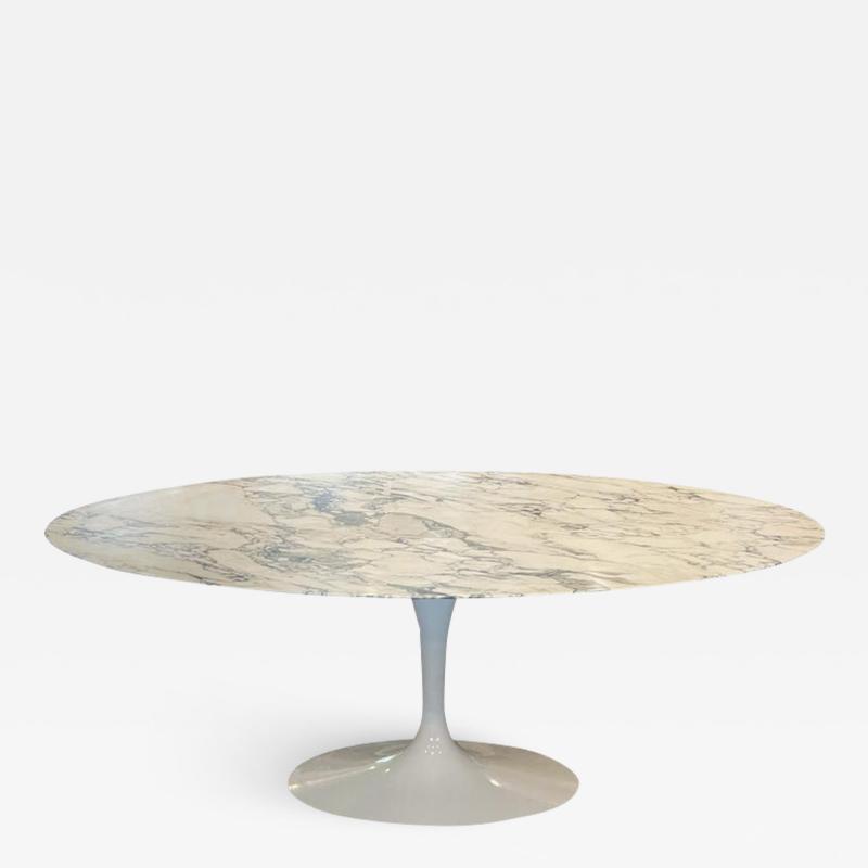 Eero Saarinen Mid Century Modern Oval Dining Table by Eero Saarinen for Knoll in White Marble