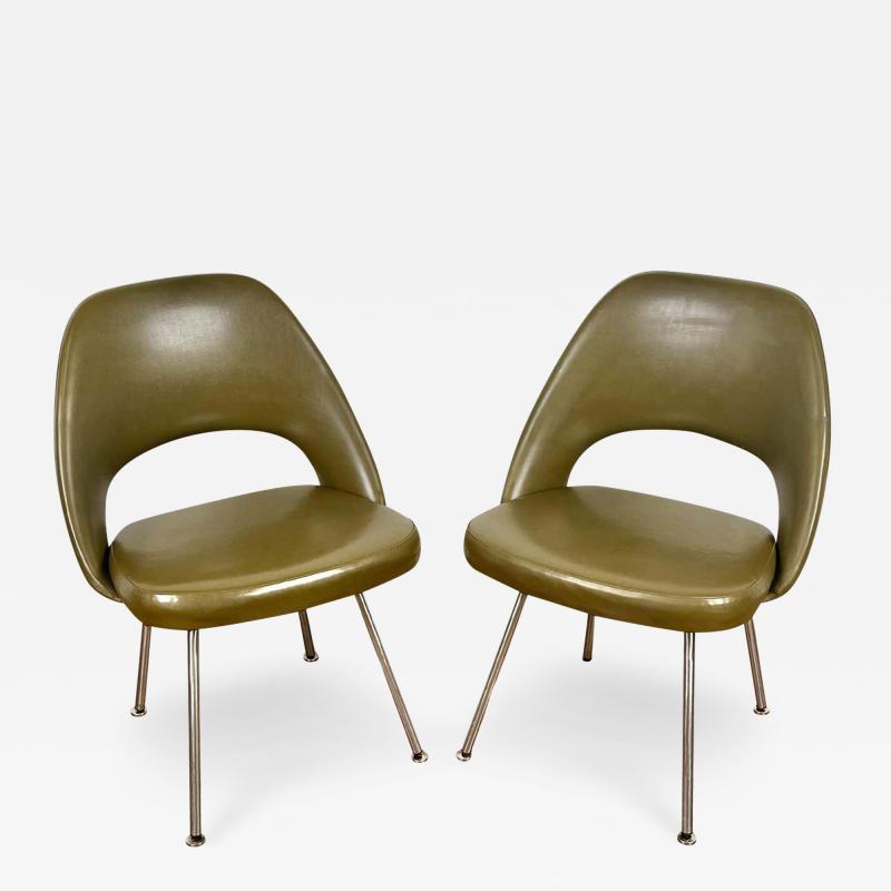 Eero Saarinen Pair Original Bronze Green Early Eero Saarinen 71 Executive Side Chairs Knoll